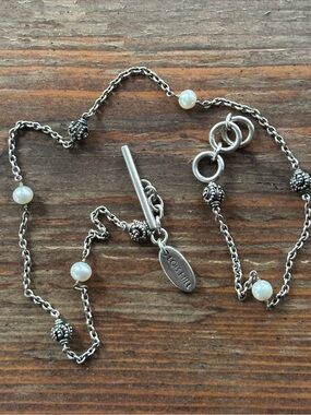 Vintage Lois Hill Pearl and Sterling Silver Station Necklace